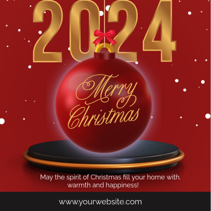 Red Joyful Red And Gold Christmas Day Wishes Template Instagram Post ...