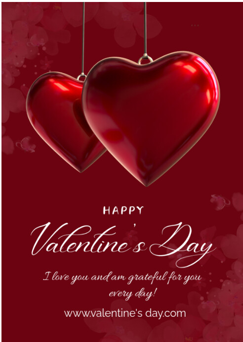 Red Joyful Red And Love Valentine's Day Design  A6 template
