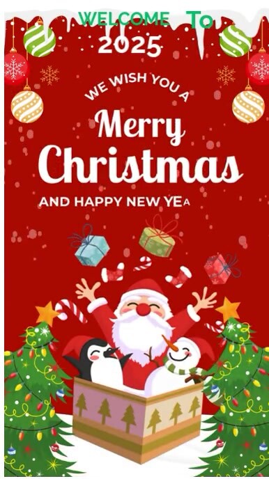 Plantilla de Red Joyful Red And White Illustrative Merry Christmas ...