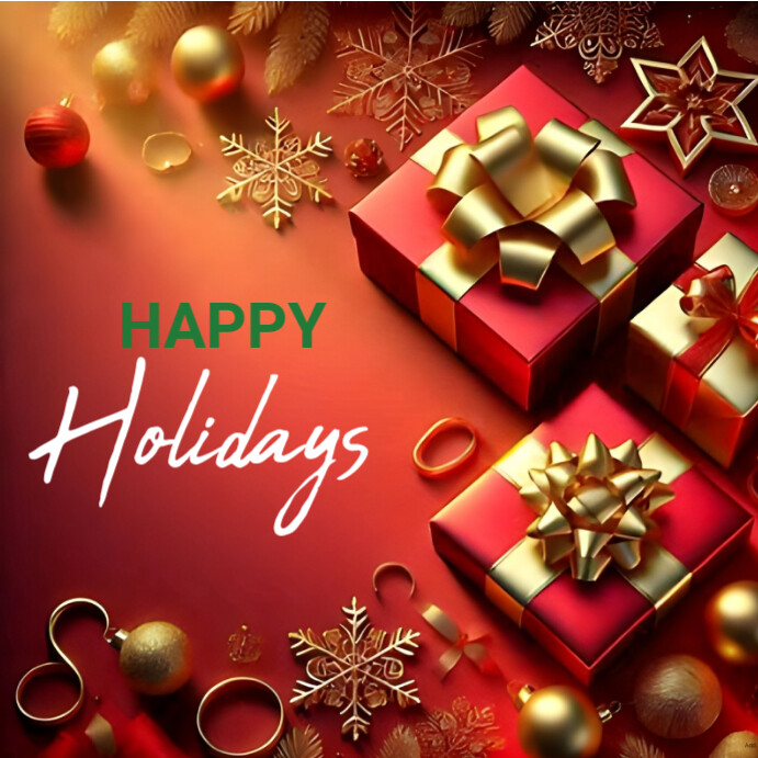 Red Joyful Red Background Happy Holidays, Christmas And New Year Season Greeting Card Template For S Instagram Post