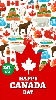 Red Joyful Red Background Pastel Happy Canada Umbukiso Wedijithali (9:16) template