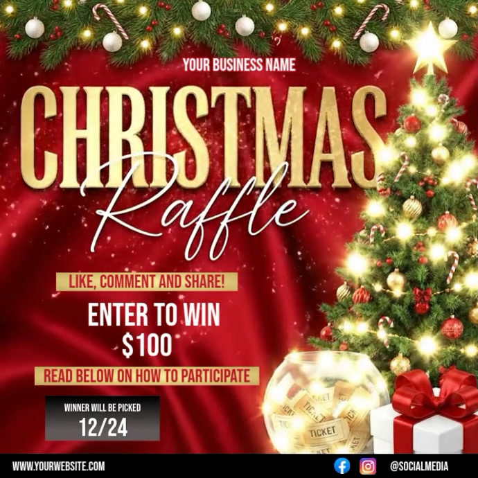 Design Santa Raffle Red Joyful Red Illustrative Christmas Raffle Contest Instagram Post ...