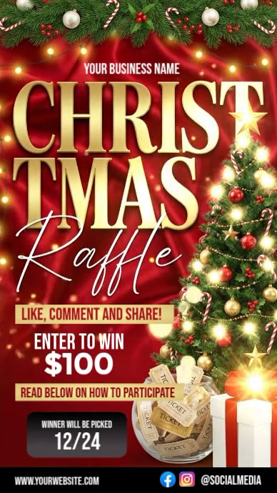 Design Santa Raffle Red Joyful Red Illustrative Christmas Raffle Contest Instagram Story ...
