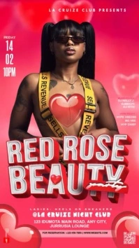 Red Joyful Red Rose Beauty Party Instagram Story template