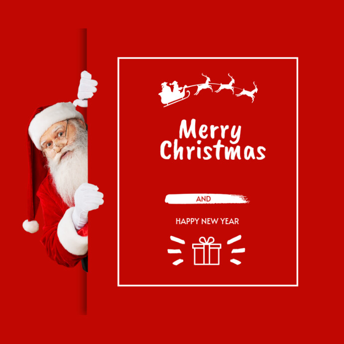 Copy of Red Joyful Red Santa Merry Christmas Facebook Post Instagram ...