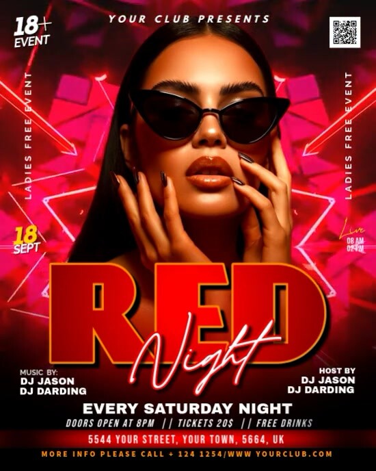 Copy of Red Joyful Reed Room Night Party Video Flyer Instagram Portrait ...