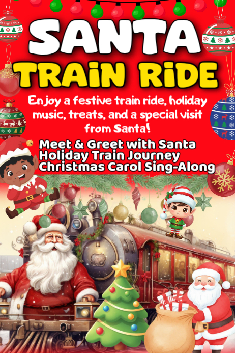 Red Santa Train Ride Posters Template | PosterMyWall