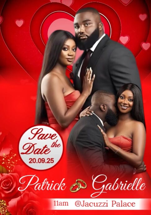 Red Joyful Save The Date  A4 template