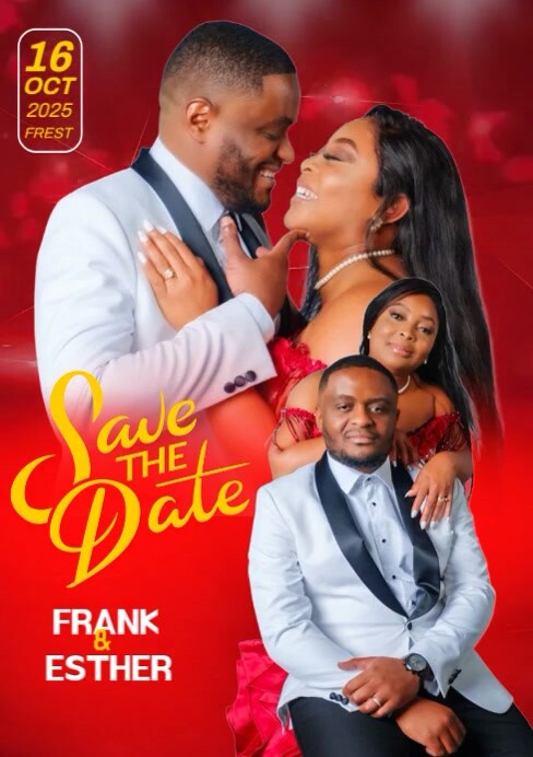 Red Joyful Save The Date  A4 template