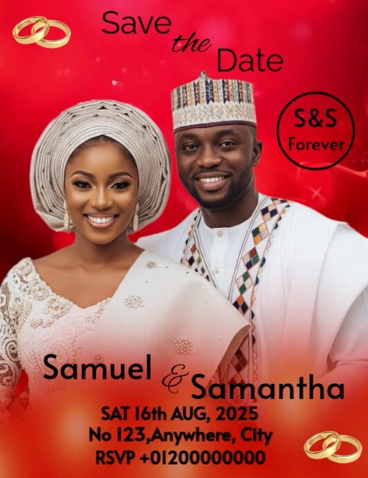 Red Joyful Save The Date Flyer (us Letter) Pamflet (VSA Brief) template