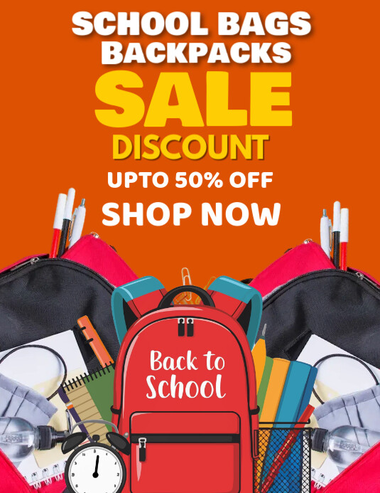 Backpack Advertisement Copy of Red Joyful School Backpacks Flyer (us Letter) | PosterMyWall