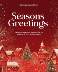 Red Joyful Season's Greetings Flyer Card Template  Instagram Portrait