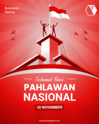 Red Joyful Selamatharipahlawan, Instagram Portrait template
