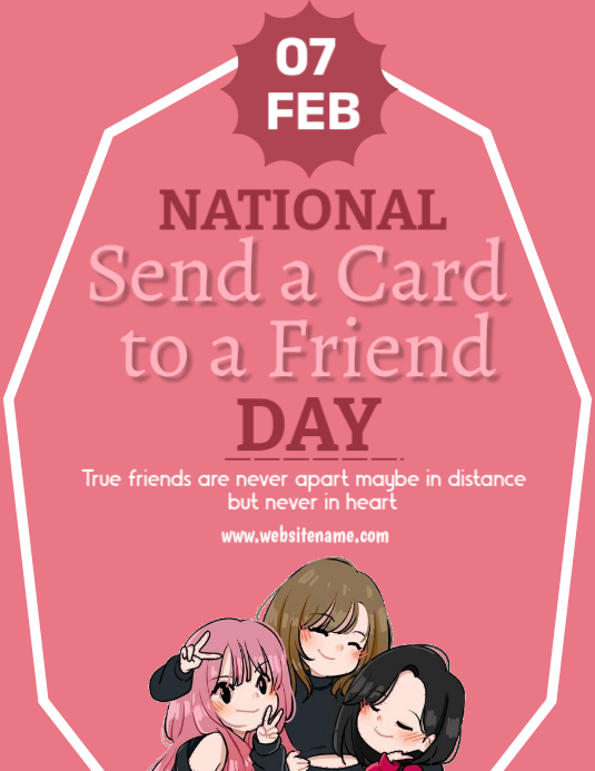 Red joyful send a card to a friend day flyer Template | PosterMyWall