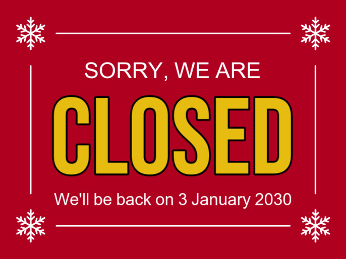 Red Joyful Sorry We're Closed On Christmas Day  Presentation template