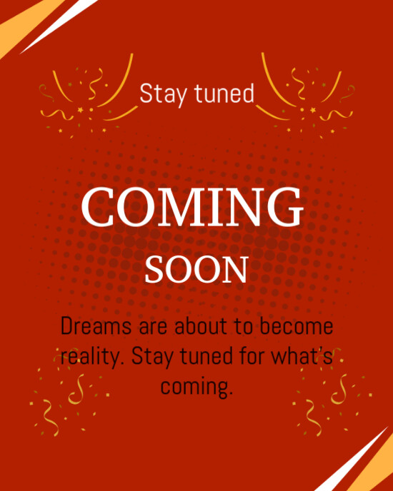 Red Joyful Stay Tuned Coming  Instagram Portrait template