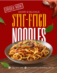 Red Joyful Stir Fried Noodles Poster/wallboard template