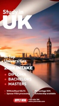 Red Joyful Study In Uk Instagram Story template