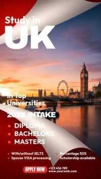 Red Joyful Study In Uk Instagram Story template