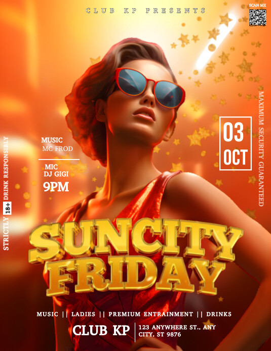 Red Joyful Suncity Friday Party Invitation F Template | PosterMyWall