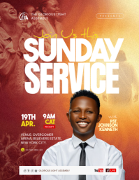 Red Joyful Sunday Service Flyer template