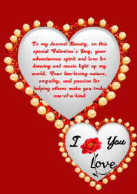 Rood Valentine's Day Love Message A5 Template