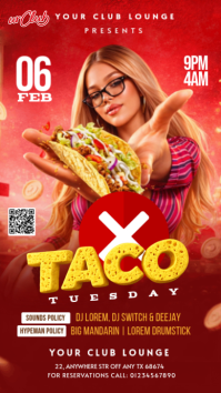 สีแดง Taco Tuesday Event Instagram Story Template