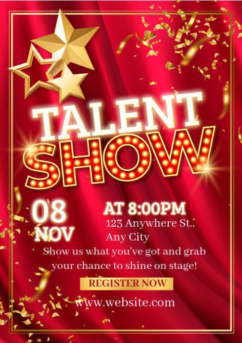 Red Joyful Talent Show A4 template