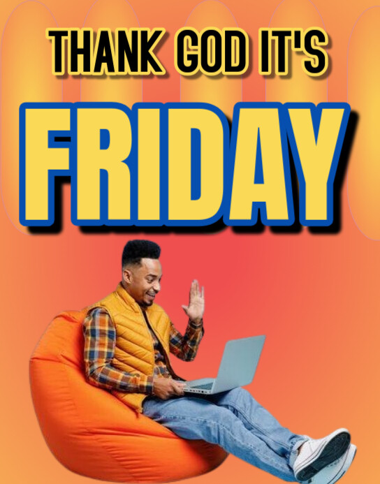 Red Joyful Thank God It's Friday Poster/wallboard template
