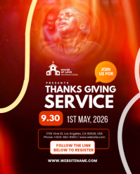 Red Thanksgiving Service Instagram Portrait Template