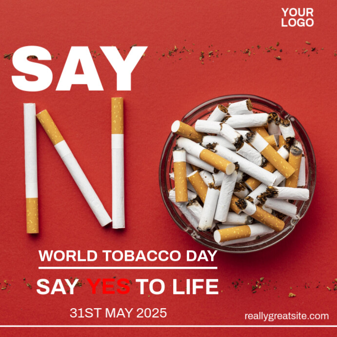 Red Joyful Tobacco Day Square (1:1) template