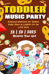 Red Joyful Toddler Music Party Poster Iphosta template