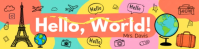 Red Joyful Travel & Education Google Classroom Banner Video template