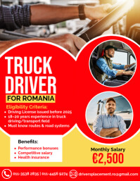 Red Joyful Truck Driver For Romania Flyer (us Letter) template