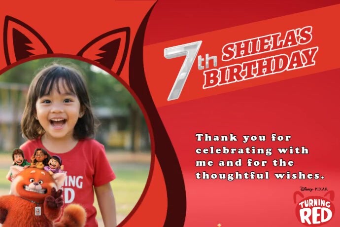 Red Joyful Turning Red Birthday Refrigerator Magnet Poster Plakkaat template