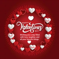 Red Joyful Valentine's Day Cards Square (1:1) template