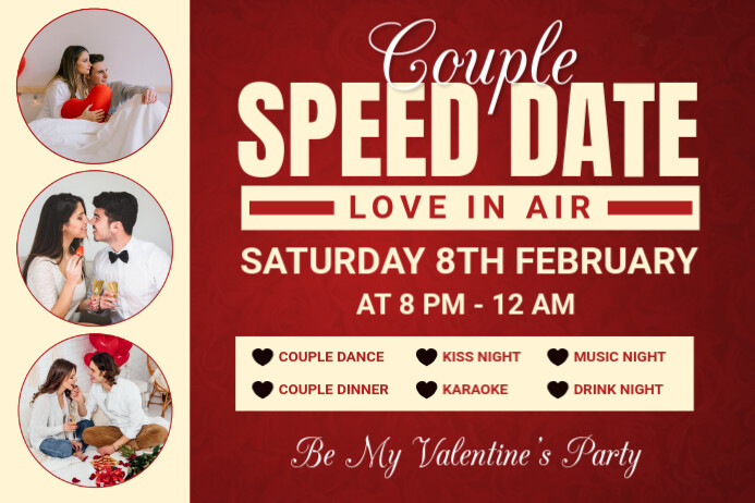 Red Joyful Valentine's Day Date Night Label Rótulo template