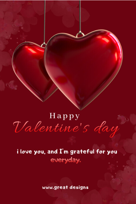 Red Joyful Valentine's Day Post/card Poster template