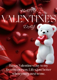 Red Joyful Valentine's Day Quote A6 template