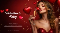 Red Joyful Valentine's Party   Twitter Post template