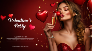 Red Joyful Valentine's Party   Twitter Post template