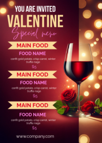 Red Joyful Valentine’s Day Menu Template A6