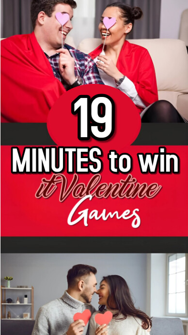 Red Joyful Valentine Couple Game Digital Display (9:16) template