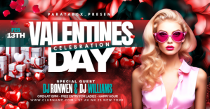 Red Joyful valentine Night Party Facebook Shared Image template