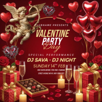 Red Joyful Valentine Party Day Instagram Post template