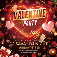 Red Joyful Valentine Party Day Instagram Post template