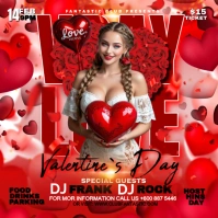 Red Joyful Valentines Day Love Night Square (1:1) template