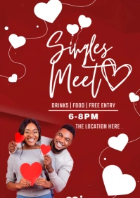 Red Joyful Valentines Day Party A4 template