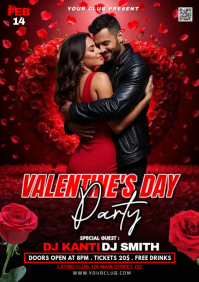 Red Joyful Valentines Day Party A4 template