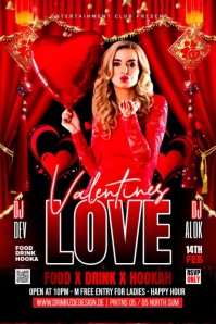 Red Joyful Valentines Love Party Poster template